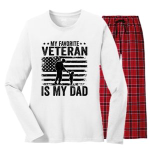 Father Veterans Day My Favorite Veteran Is My Dad Women's Long Sleeve Flannel Pajama Set 