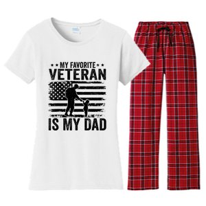 Father Veterans Day My Favorite Veteran Is My Dad Women's Flannel Pajama Set