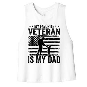 Father Veterans Day My Favorite Veteran Is My Dad Women's Racerback Cropped Tank