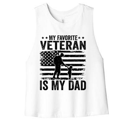 Father Veterans Day My Favorite Veteran Is My Dad Women's Racerback Cropped Tank