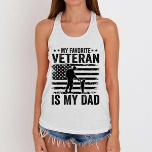 Father Veterans Day My Favorite Veteran Is My Dad Women's Knotted Racerback Tank