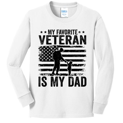 Father Veterans Day My Favorite Veteran Is My Dad Kids Long Sleeve Shirt