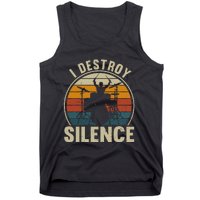 Funny Vintage Drums Player I Destroy Silence Drummer Tank Top