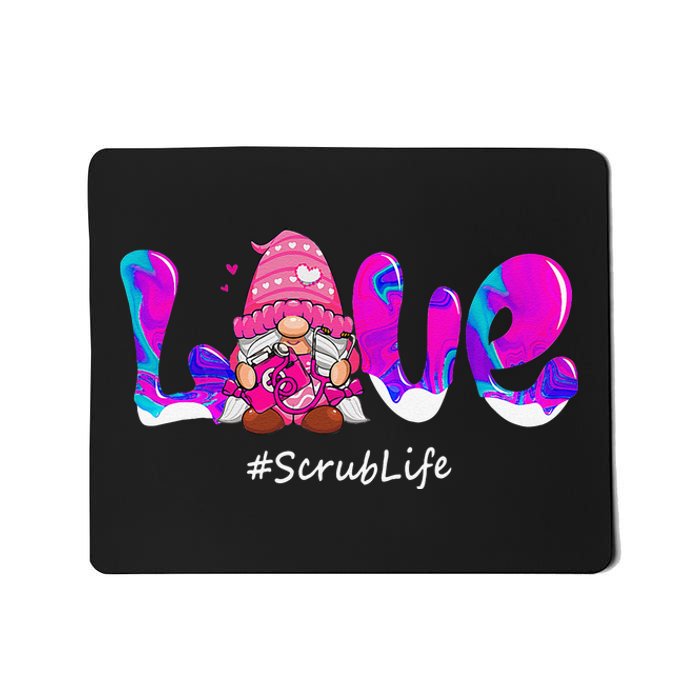 Funny Valentines Day Gnome Love Scrub Life Nurse Stethoscope Mousepad