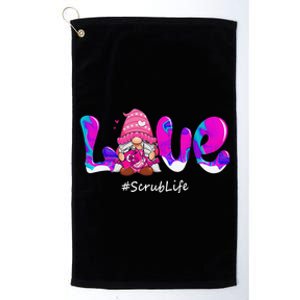 Funny Valentines Day Gnome Love Scrub Life Nurse Stethoscope Platinum Collection Golf Towel