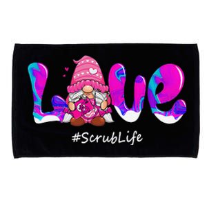 Funny Valentines Day Gnome Love Scrub Life Nurse Stethoscope Microfiber Hand Towel