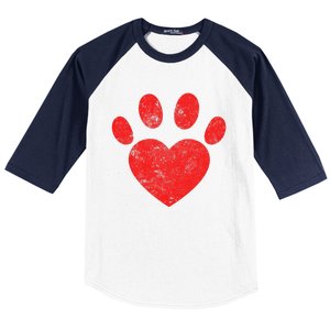 Funny Valentines Day Paw Print Heart Dog Cat Owner Baseball Sleeve Shirt