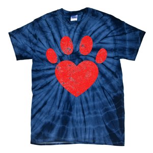 Funny Valentines Day Paw Print Heart Dog Cat Owner Tie-Dye T-Shirt