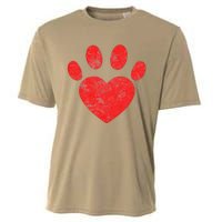 Funny Valentines Day Paw Print Heart Dog Cat Owner Cooling Performance Crew T-Shirt