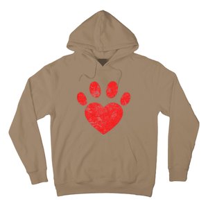 Funny Valentines Day Paw Print Heart Dog Cat Owner Hoodie