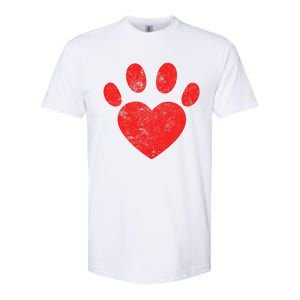 Funny Valentines Day Paw Print Heart Dog Cat Owner Softstyle CVC T-Shirt