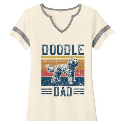 Funny Vintage Doodle Dad Aussie Doodle & Goldendoodle Ladies Halftime Notch Neck Tee