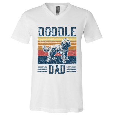 Funny Vintage Doodle Dad Aussie Doodle & Goldendoodle V-Neck T-Shirt