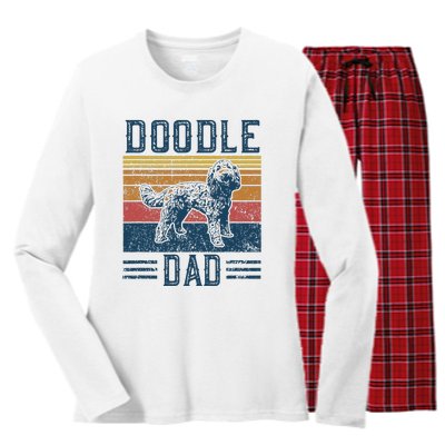 Funny Vintage Doodle Dad Aussie Doodle & Goldendoodle Women's Long Sleeve Flannel Pajama Set 