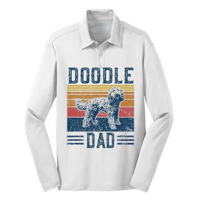 Funny Vintage Doodle Dad Aussie Doodle & Goldendoodle Silk Touch Performance Long Sleeve Polo