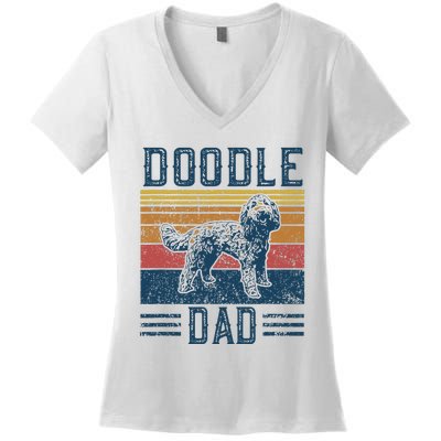 Funny Vintage Doodle Dad Aussie Doodle & Goldendoodle Women's V-Neck T-Shirt