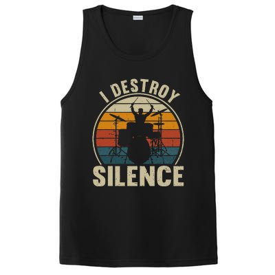 Funny Vintage Drums Player I Destroy Silence Drummer PosiCharge Competitor Tank