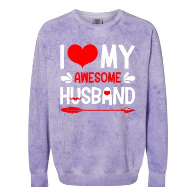 Funny Valentines Day Couple I Love My Awesome Funny Husband Great Gift Colorblast Crewneck Sweatshirt