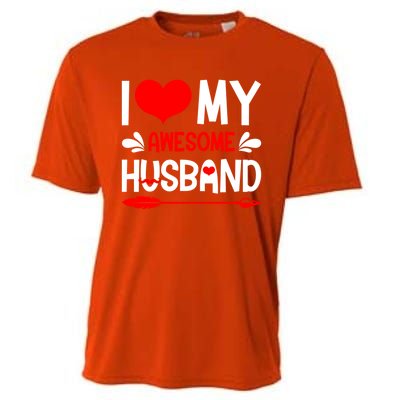 Funny Valentines Day Couple I Love My Awesome Funny Husband Great Gift Cooling Performance Crew T-Shirt