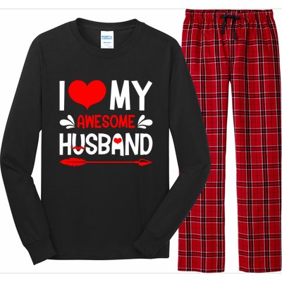 Funny Valentines Day Couple I Love My Awesome Funny Husband Great Gift Long Sleeve Pajama Set