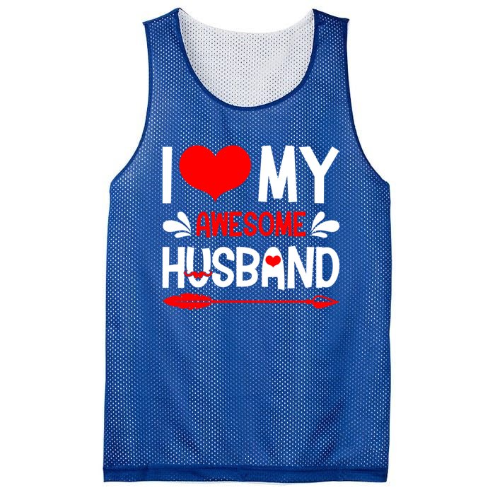 Funny Valentines Day Couple I Love My Awesome Funny Husband Great Gift Mesh Reversible Basketball Jersey Tank