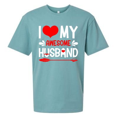 Funny Valentines Day Couple I Love My Awesome Funny Husband Great Gift Sueded Cloud Jersey T-Shirt