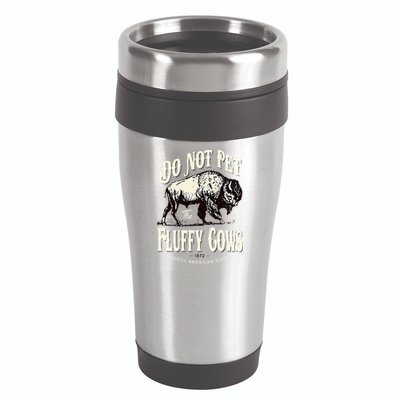 Funny Vintage Do Not Pet the Fluffy Cows American Bison 16oz Travel Tumbler