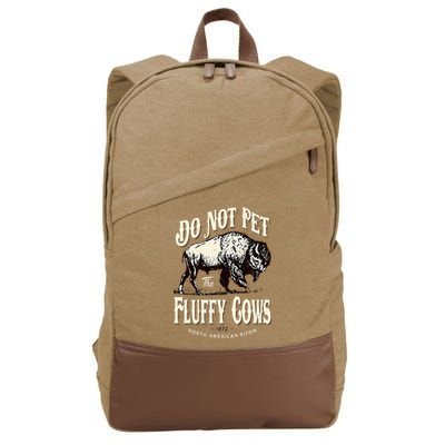 Funny Vintage Do Not Pet the Fluffy Cows American Bison Cotton Canvas Backpack
