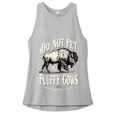 Funny Vintage Do Not Pet the Fluffy Cows American Bison Ladies PosiCharge Tri-Blend Wicking Tank