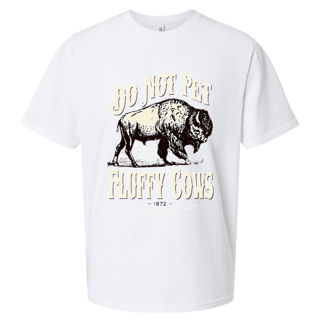 Funny Vintage Do Not Pet the Fluffy Cows American Bison Sueded Cloud Jersey T-Shirt