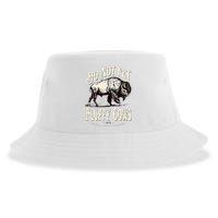 Funny Vintage Do Not Pet the Fluffy Cows American Bison Sustainable Bucket Hat