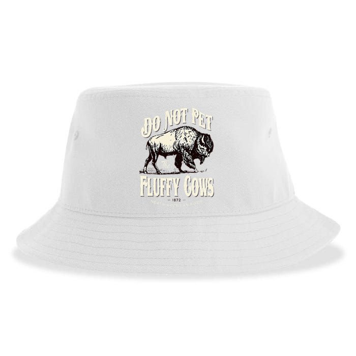 Funny Vintage Do Not Pet the Fluffy Cows American Bison Sustainable Bucket Hat