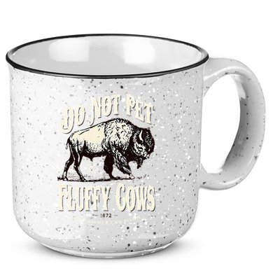 Funny Vintage Do Not Pet the Fluffy Cows American Bison 15oz Campfire Ceramic Mug