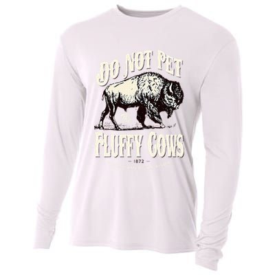 Funny Vintage Do Not Pet the Fluffy Cows American Bison Cooling Performance Long Sleeve Crew