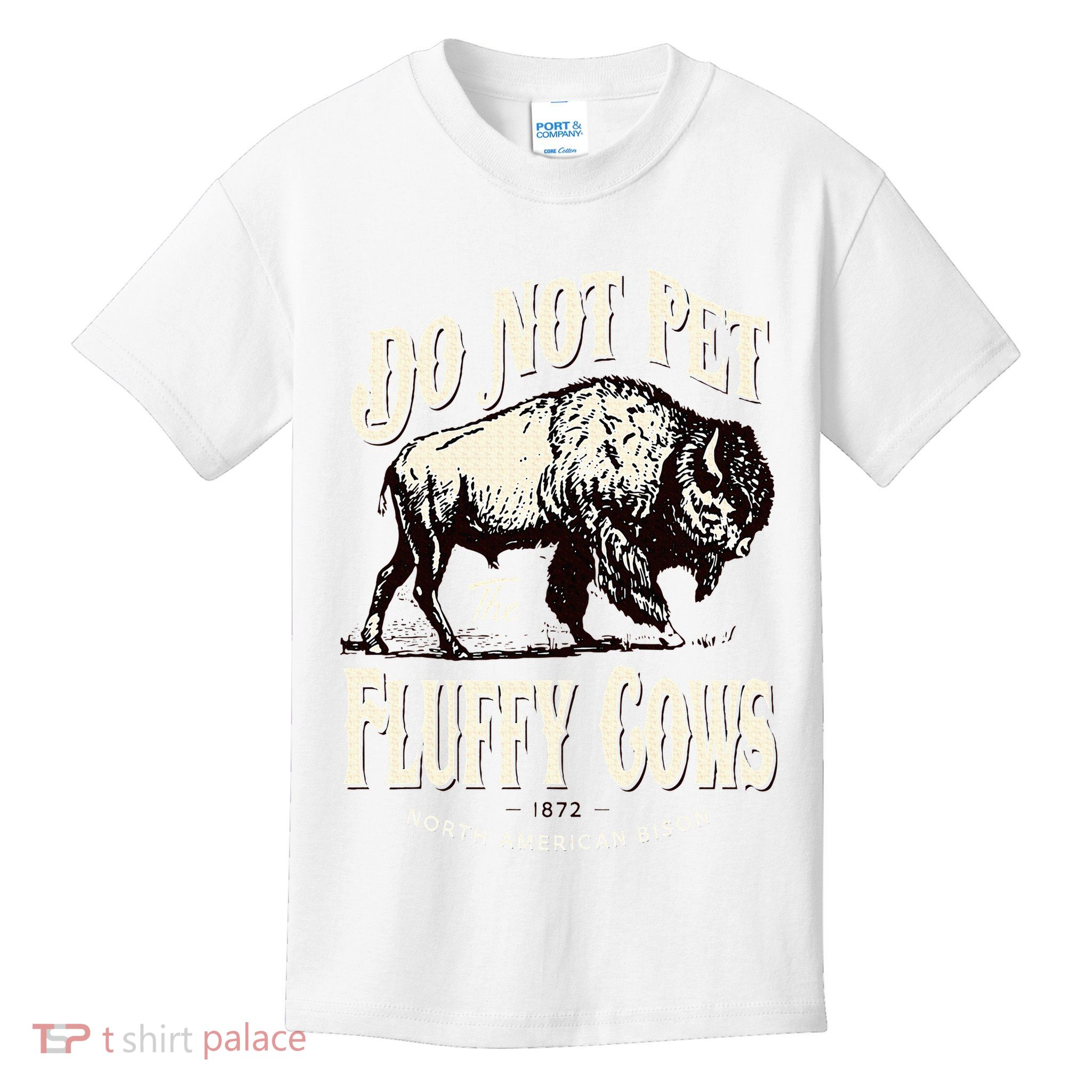 Funny Vintage Do Not Pet the Fluffy Cows American Bison Kids T-Shirt