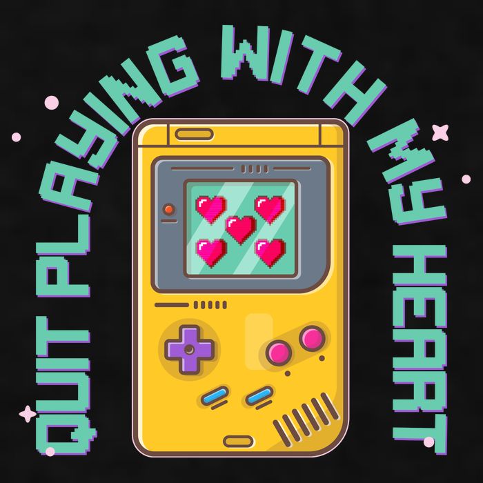 Funny Valentines Day Quit Playing With My Heart Retro Video Game Fan Ladies PosiCharge Tri-Blend Wicking Tank