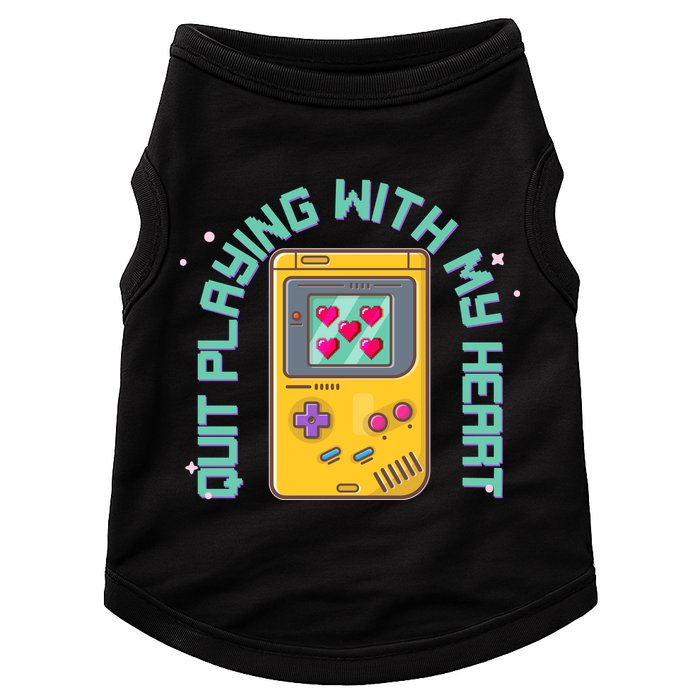 Funny Valentines Day Quit Playing With My Heart Retro Video Game Fan Doggie Tank