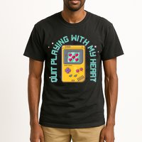 Funny Valentines Day Quit Playing With My Heart Retro Video Game Fan Tall T-Shirt