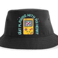 Funny Valentines Day Quit Playing With My Heart Retro Video Game Fan Sustainable Bucket Hat