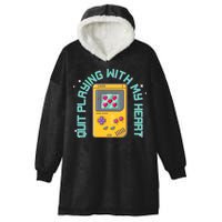 Funny Valentines Day Quit Playing With My Heart Retro Video Game Fan Hooded Wearable Blanket