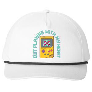 Funny Valentines Day Quit Playing With My Heart Retro Video Game Fan Snapback Five-Panel Rope Hat