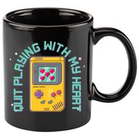 Funny Valentines Day Quit Playing With My Heart Retro Video Game Fan 11oz C Handle Ceramic Mug
