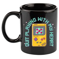 Funny Valentines Day Quit Playing With My Heart Retro Video Game Fan 11oz C Handle Ceramic Mug
