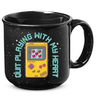 Funny Valentines Day Quit Playing With My Heart Retro Video Game Fan 15oz Campfire Ceramic Mug