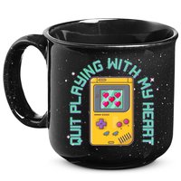 Funny Valentines Day Quit Playing With My Heart Retro Video Game Fan 15oz Campfire Ceramic Mug