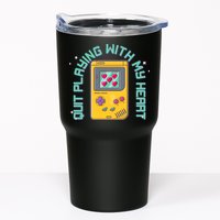 Funny Valentines Day Quit Playing With My Heart Retro Video Game Fan Tumbler