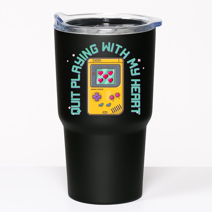 Funny Valentines Day Quit Playing With My Heart Retro Video Game Fan Tumbler