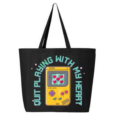Funny Valentines Day Quit Playing With My Heart Retro Video Game Fan 25L Jumbo Tote
