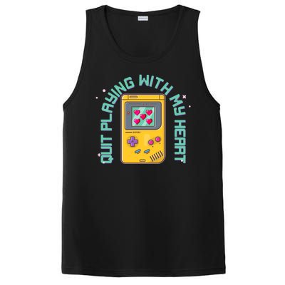 Funny Valentines Day Quit Playing With My Heart Retro Video Game Fan PosiCharge Competitor Tank