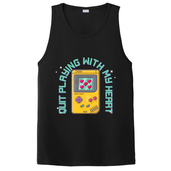 Funny Valentines Day Quit Playing With My Heart Retro Video Game Fan PosiCharge Competitor Tank